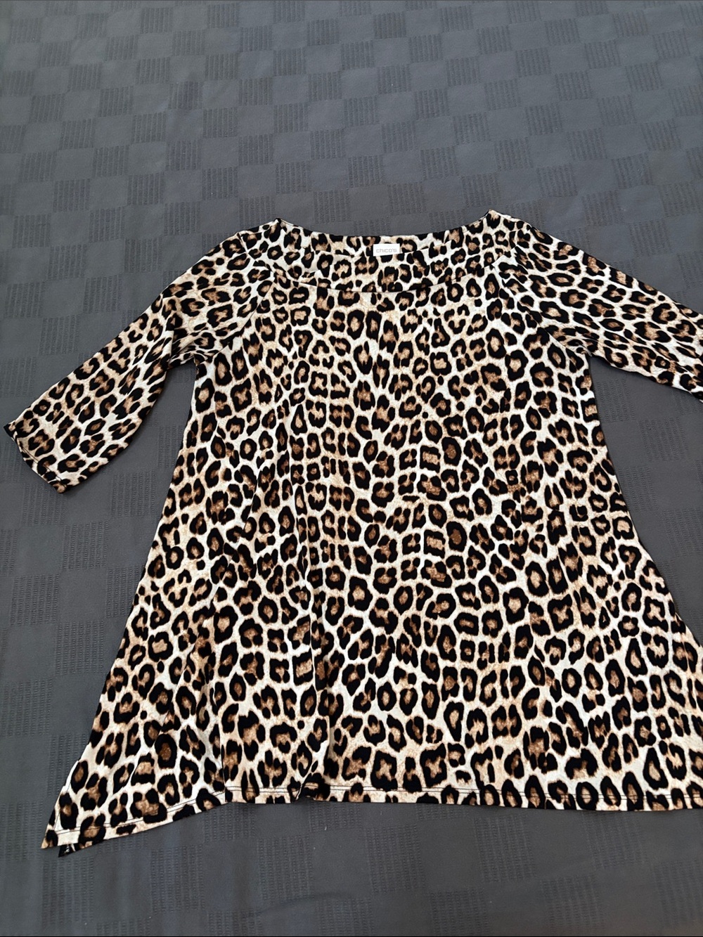 Chico's woman’s ' Leopard Print Swing top - Brown/Black/Cream